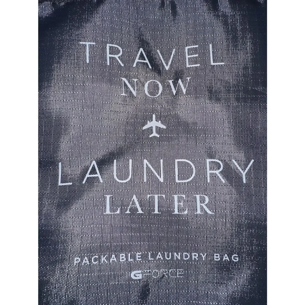GFORCE Gray White “Travel Now Laundry Later” Zip Foldable Travel Laundry Bag